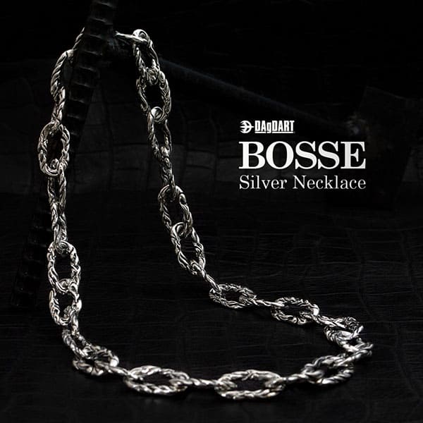 送料無料 シルバーネックレス BOSSE (メンズ) [DT-507]